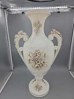 Stunning Vtg Lenwile Ardalt Artware Pedestal Pitcher Urn Or Base W/ Handles